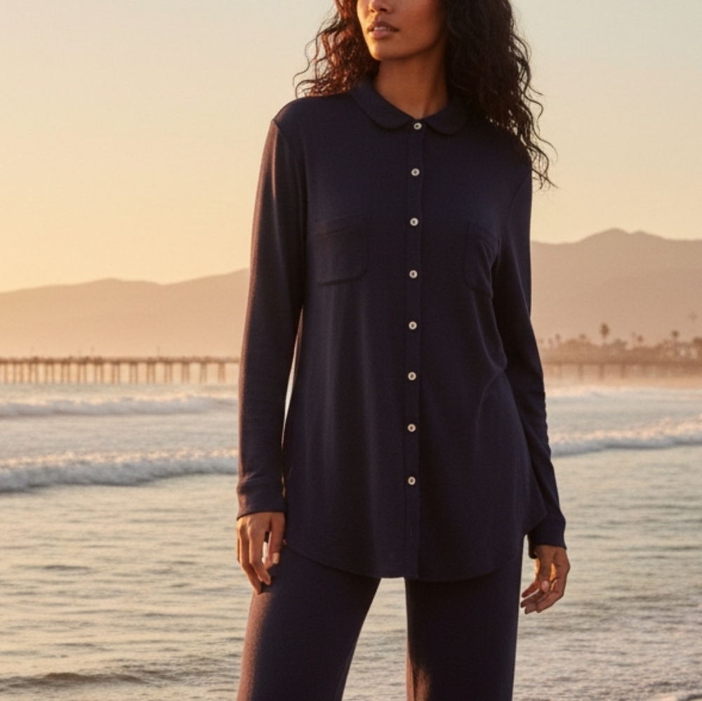 Bleusalt Boyfriend Tunic Shirt Women's Size 4 XL Navy Oversized